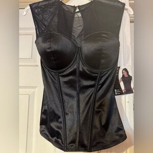 Spirit Black Satin Shapewear Bustier Corset Goth M
